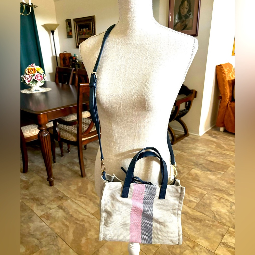 Authentic Kate Spade Linen & Leather Crossbody Satchel $298